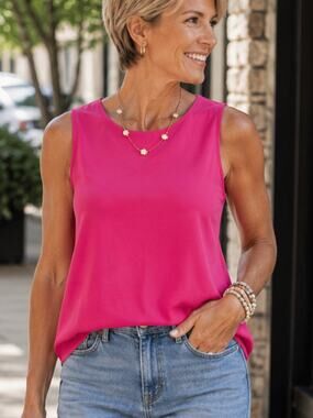 Adrienne Vittadini Sleeveless Tank Top Melon Pink Round Neck NWT Small